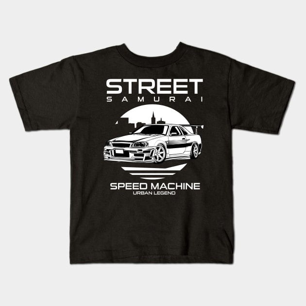 street samurai racer Kids T-Shirt by beanbeardy